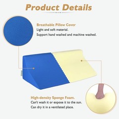Mistuki Bed Wedge Pillow for Sleeping 23.62 x 11.02 x 8.66 inches, Blue