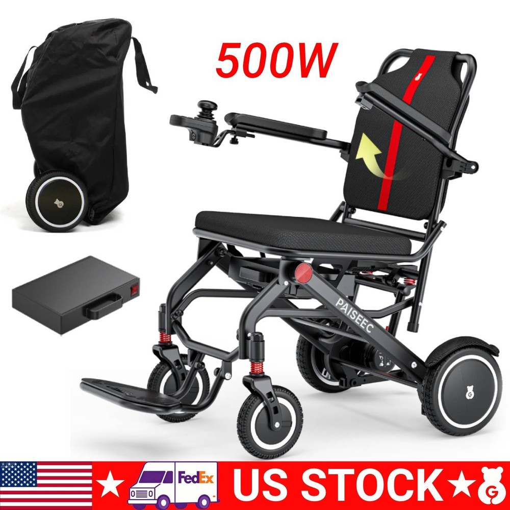 Lightweight 32Lb Foldable Electric Wheelchair Intelligent All Terrain Travel Bag