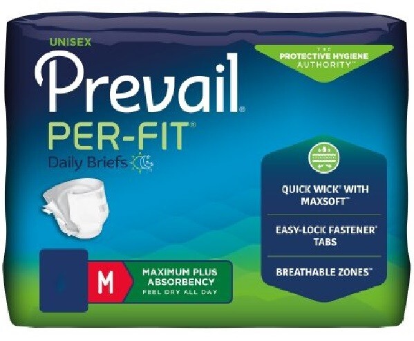 Prevail Per-Fit Adult Briefs, Medium 32“ – 44“ – Pack of 20