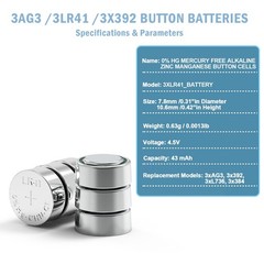 SUZEYAR 3×1.5V Button Coin Cell Batteries 3LR41 Batteries, 4.5V…