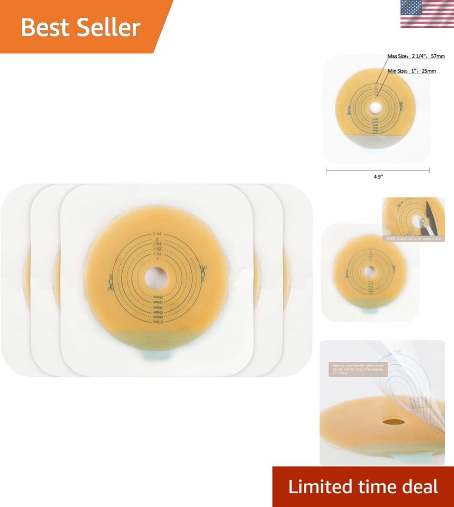 Hydrocolloid Adhesive Skin Barrier – 10 Pack, Non-Woven Comfort for Colostomy