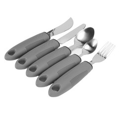 5pcs Household Utensils Stainless Steel Rubber Handle Spoon Fork Set For Home