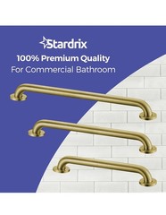 Stardrix ADA Grab Bar Set – 3 Brushed Gold Stainless Steel Bathroom Safety Bars
