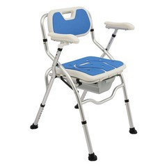 Folding Shower Chair with Arms and Back for Seniors Handicap Disabled Blue US