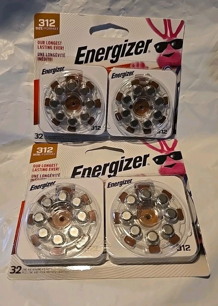 2 New Energizer 312 Long Lasting Hearing Aid Batteries 32ct AZ312DP-32 10/2027