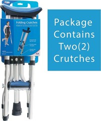 Carex Folding Lightweight Aluminum Crutches Under Arm Grip Padded Cushions OSFM