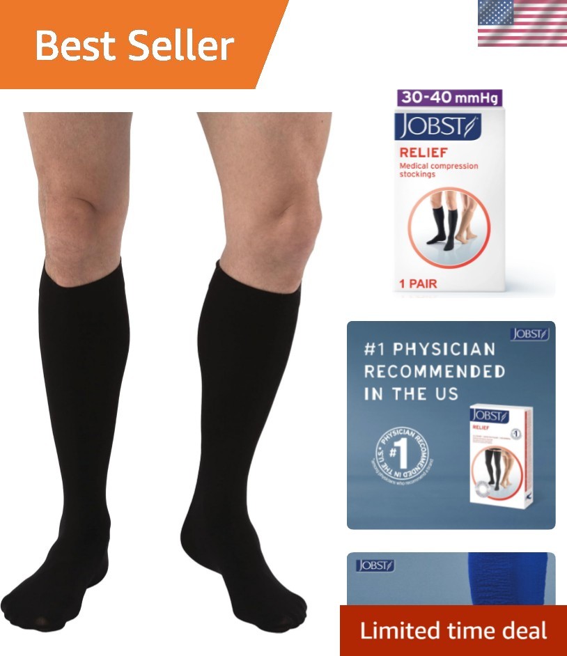 Relief Knee High Graduated Compression Socks, 30-40 mmHg – Comfortable Unisex…