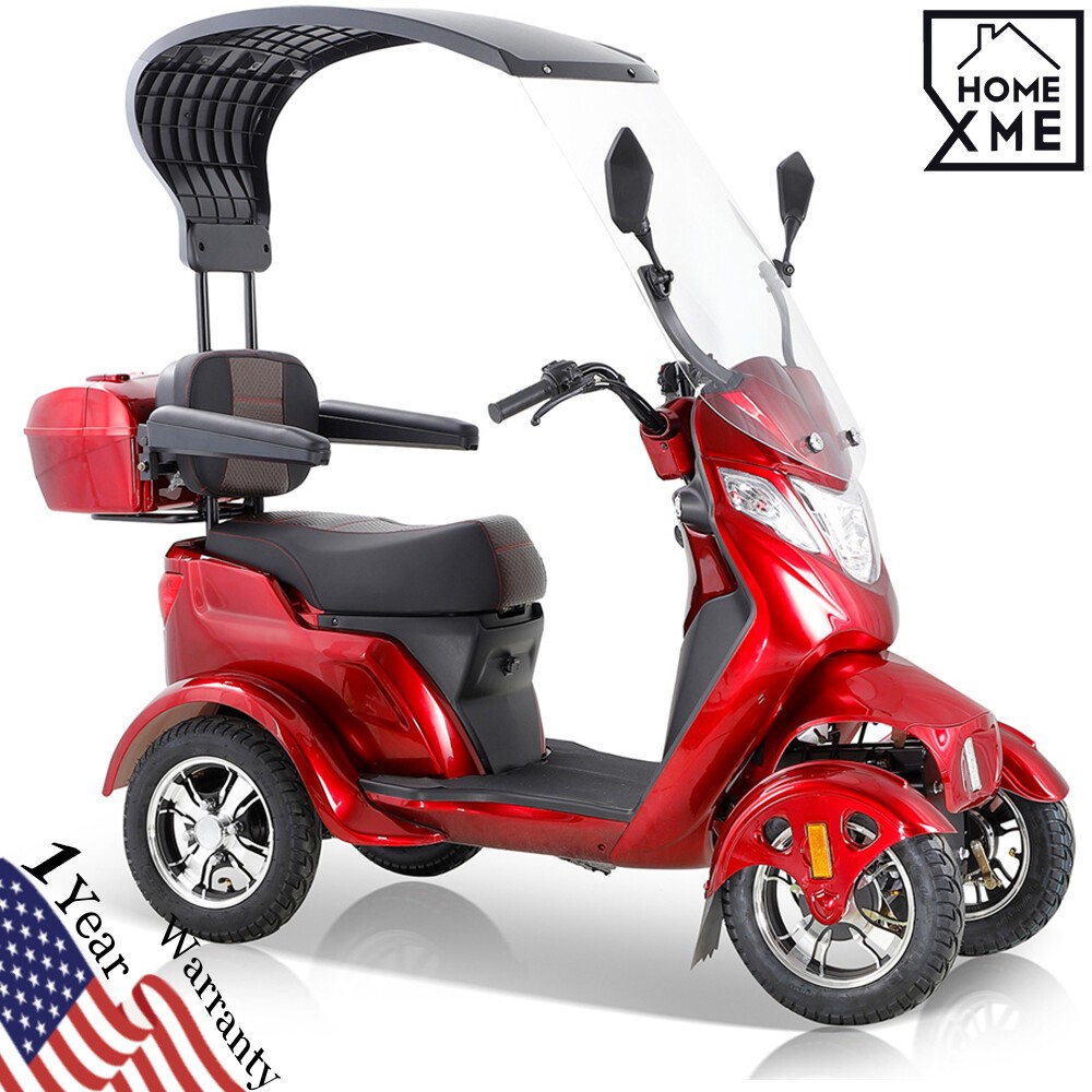 1000W Heavy Duty Mobility Scooter w/ Roof 4 Wheels 40 Miles 15 MPH for Seniors