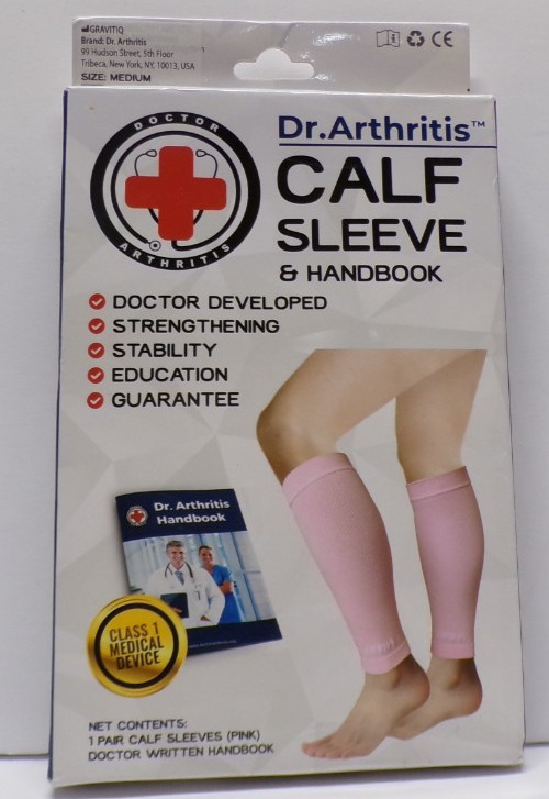 Dr. Arthritis Calf Sleeve & Handbook Medium Pink 1 Pair