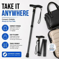 Folding Walking Cane Walking Stick Adjustable Aluminum Collapsible Travel Hiking