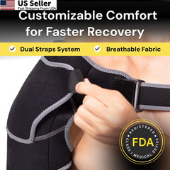 BraceUP Shoulder Brace with Adjustable Support and Ice Pad Pocket for Black