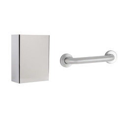 Stainless Steel 6.4 Gallon Trash Can with 36″ Grab Bar Bundle