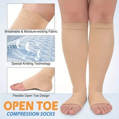 Breathable Fabric Medical Compression Socks Open Toe Stockings for Women Men USA