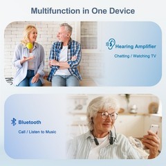 Rechargeable Neckband Hearing Amplifier for Conversation or Black02