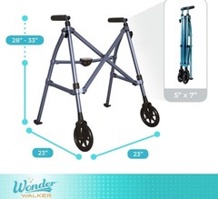 Stander Space Saver Short Walker Rolling Mobility Aid 2-Wheel, Cobalt Blue