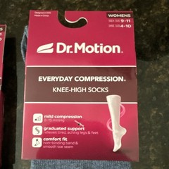 2 Pairs Dr. Motion Everyday Knee-High Compression Socks Black/Blue Size 9