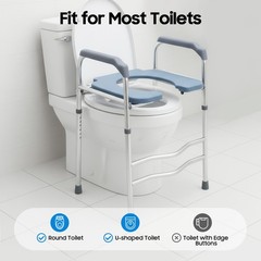 25.2-29.13in Raised Toilet Seat Riser w/ Arms For Elderly Handicap Bathroom USA