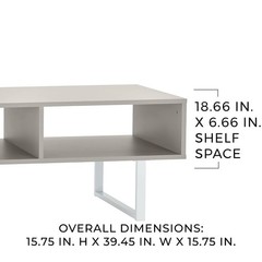 Closetmaid 4962 Rectangular Wood Coffee Table Storage Shelves Taupe 496200