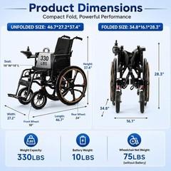 Upgrade 24″ Rear Wheel Electric Wheelchair Foldable 25 Miles shock absorption