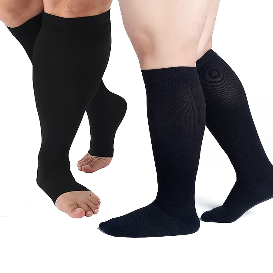 Plus Size Compression Socks Wide Calf for Women&Men Toeless Stocking for Circula