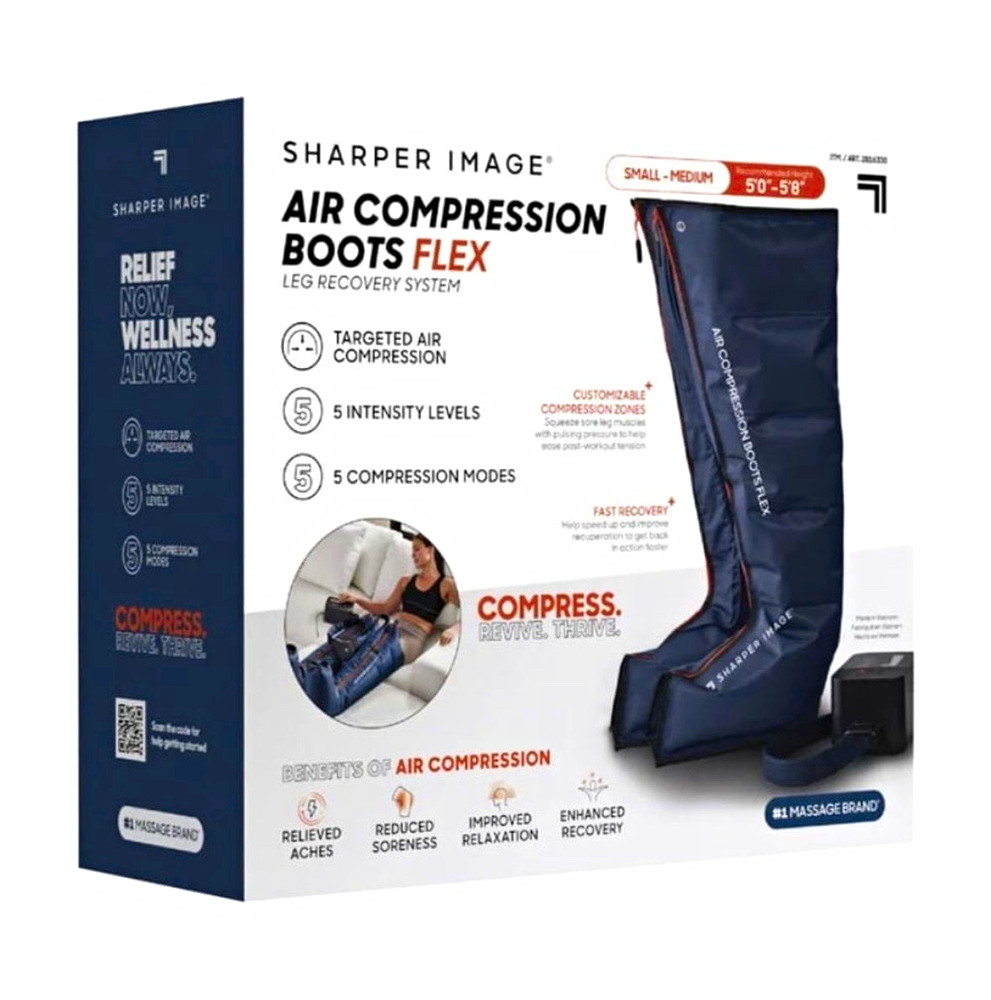 Sharper Image Air Compression Boots Flex Circulation Massager Portable Foldable