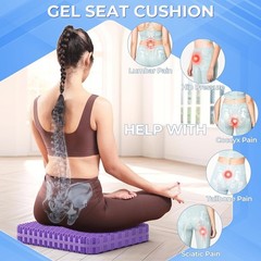 Gel Seat Cushion for Long Sitting, Ergonomic Cooling Pad, Non-Slip Cover- XLarge