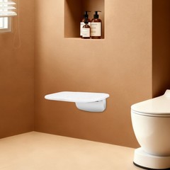 White ABS 90° Folding Shower Seat Bench Wall Mounted Seat Foldable Shower Seat