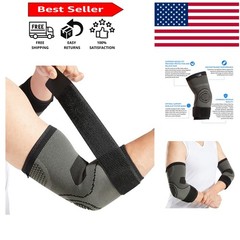 Medium Compression Elbow Sleeves with Strap – Tennis & Golf Pain Relief, 2-Pack