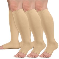 Sooverki Copper Compression Socks for Women & Men Open Toe XX-Large, 03 Nude