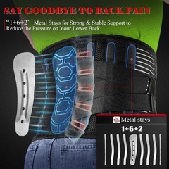 QIBODA Plus Size Back Brace 2XL/3XL 52-59 in Heavy Lifting Support