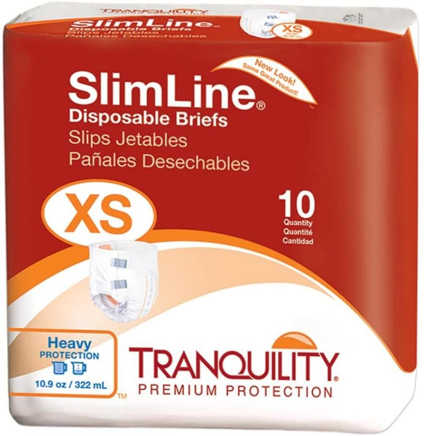 Tranquility SlimLine Briefs Adult Unisex Refastenable Tabs Heavy X-Small 100