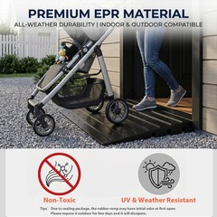 No-Install Rubber Threshold Ramp for Doorways & Garage Entrances Indoor Outdoor
