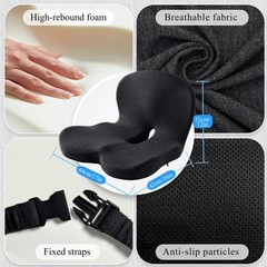 Mosxoed Ergonomic Seat Cushion with Adjustable Strap, Memory Foam Office Chai…