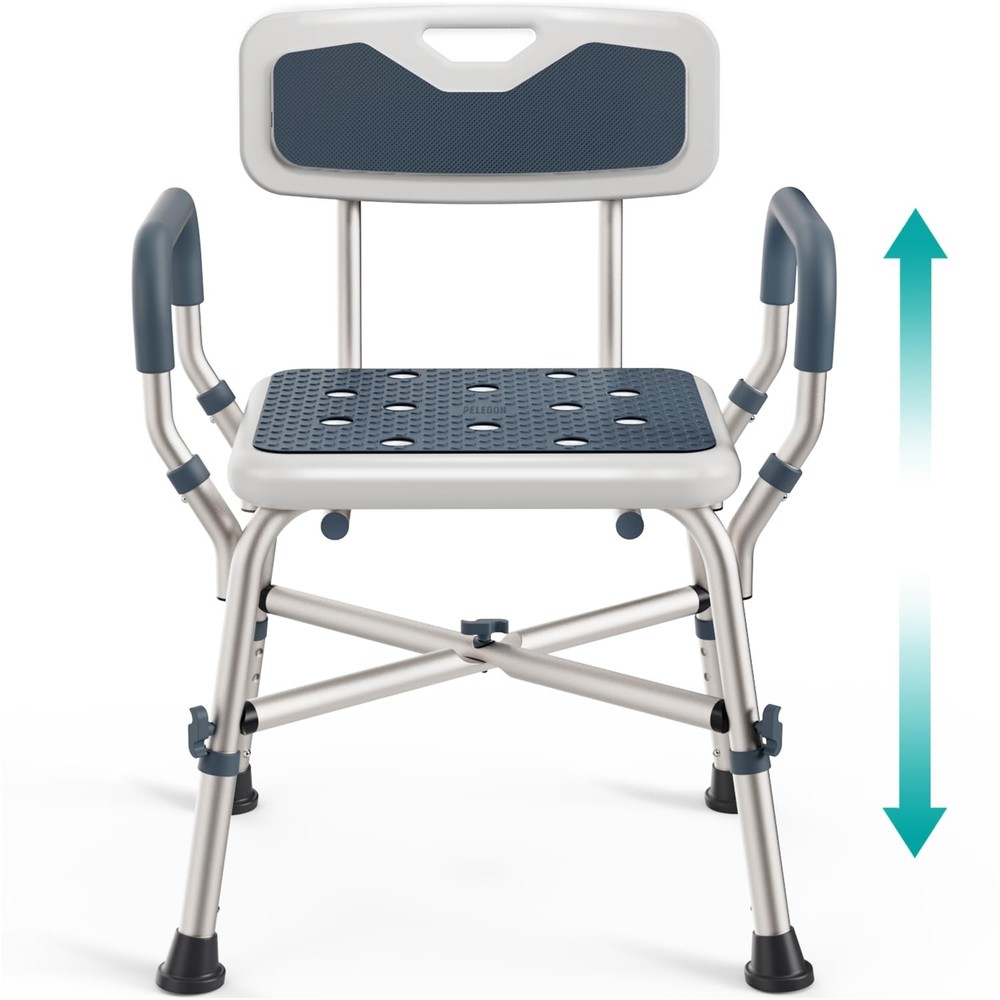 PELEGON Shower Chair for Elderly and Disabled 450lb Dark Blue, Blue