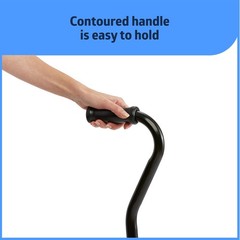 Medline Bariatric Offset Walking Cane Adjustable Height 500 Lbs Stability Black