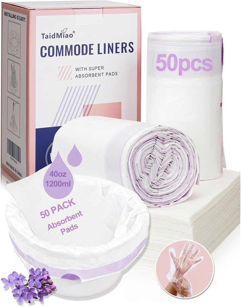 50 Count Bedside Commode Liners with Absorbent Pads – Set with 50 Disposable …