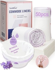 50 Count Bedside Commode Liners with Absorbent Pads – Set with 50 Disposable …