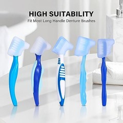 2pcs Soft Silicone Denture Brush Cover Fit Most Denture Toothbrushes | Blue