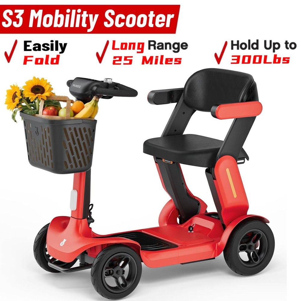 4 Wheel Mobility Scooter for Adults Electric Travel Scooter 300 lbs, 25 Miles US