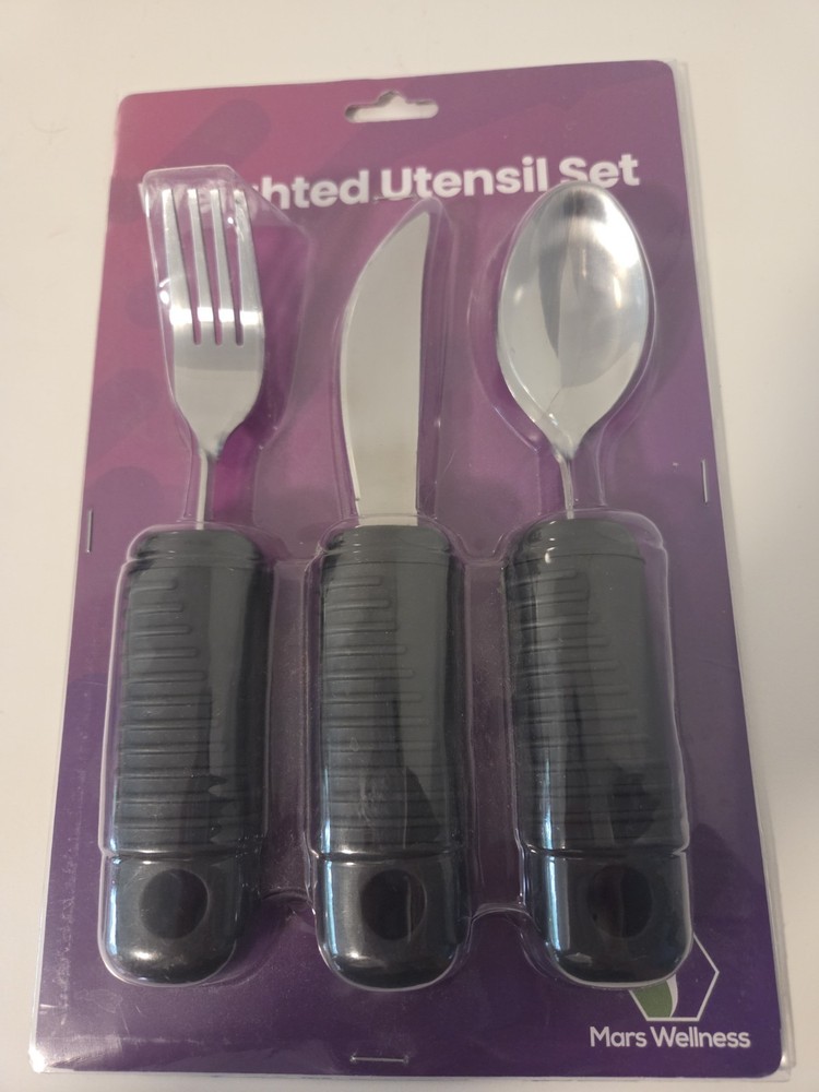 – Adaptive Utensils 3-Piece Set Weighted Utensils Mars Wellness