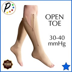 🔵 Presadee 30-40 mmHg X-Firm YKK Zipper Compression Leg Calf Open Toe Socks