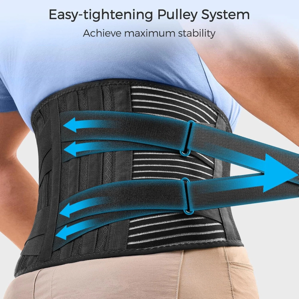 Lower Back Support Brace Adjustable Lumbar Work Belt for Pain Relief Men Women