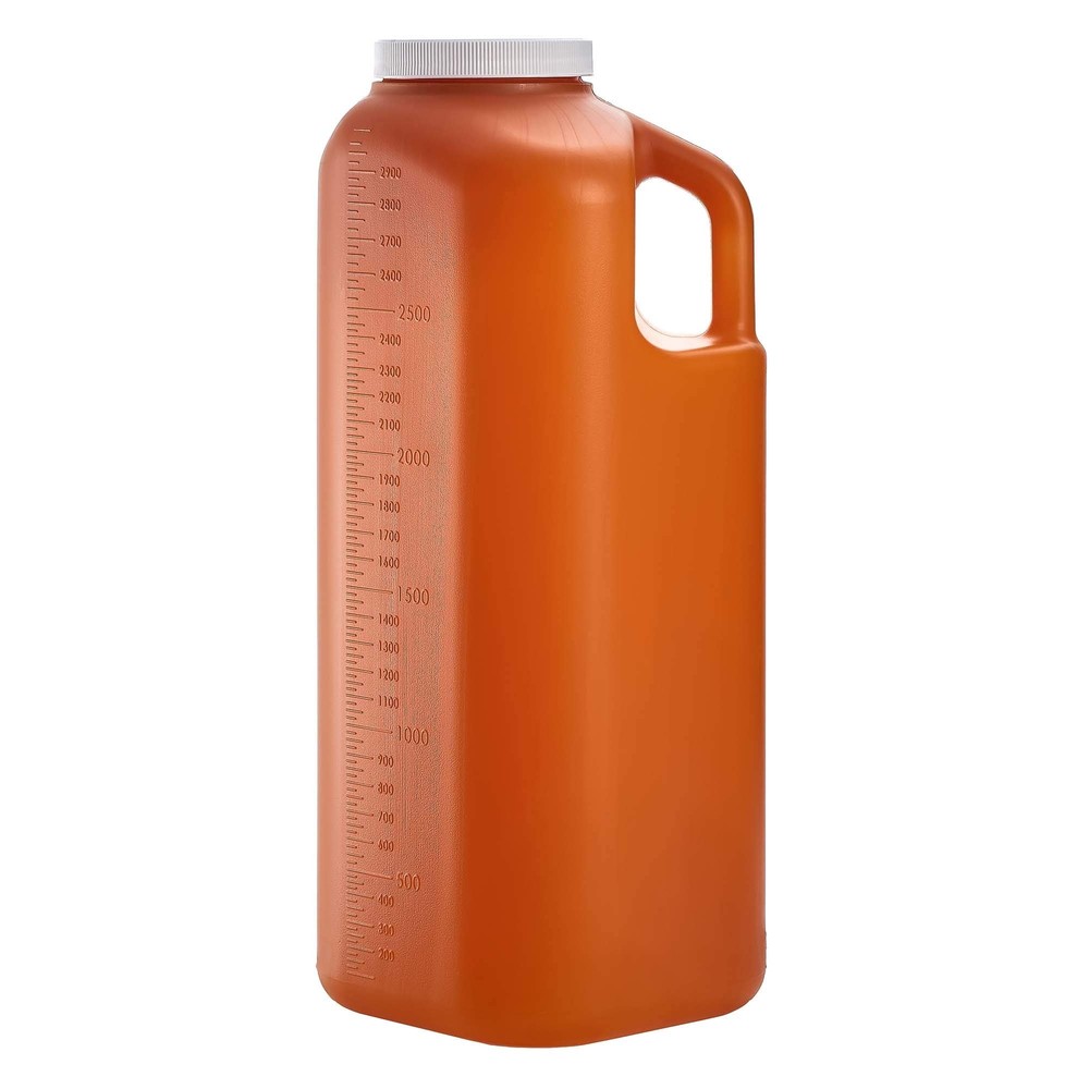 Large Male Urinal with Leak Proof Screw Cap Lid (3000 mL or 101 oz.) Amber Color