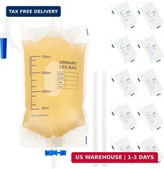 10 Pack Urine Drainage Bags with Adjustable Straps,Anti-Reflux Valve,750ML | T T