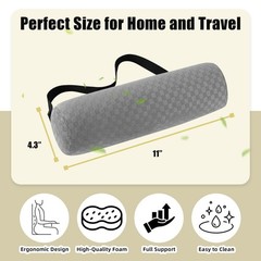 Lumbar Roll Pillow for Lower Back, Lumbar Support Foam(Light Grey,Short-11*4.3“