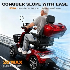 500W Heavy Duty 4-Wheel Mobility Scooters for Senior&Adult 48V20Ah 12Mph 37Miles