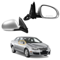 Passenger Side Mirror Compatible with 2005-2010 VW Jetta Right Silver Gray