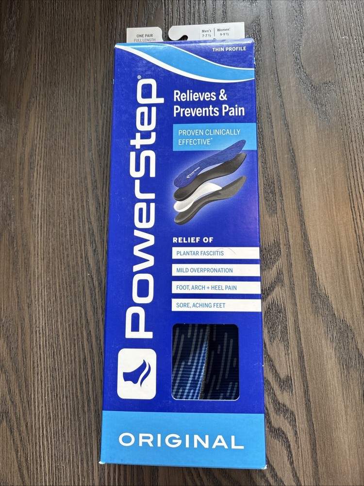 Powerstep Original Thin Profile Full Length Orthopedic Insoles W 9-9.5/M 7-7.5 D
