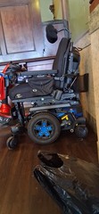 Quantum Electric Power Wheelchair w/ Joystick, 6-Wheel, Black/Blue