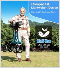Farani 10” All Terrain Rollator Walker Foldable w/Seat 300lb MultiColor